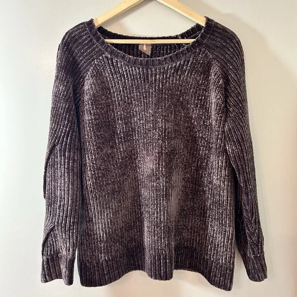 Calia Chenille Effortless Sweater Women's Large Brown Ribbed Carrie Underwood - Picture 2 of 12